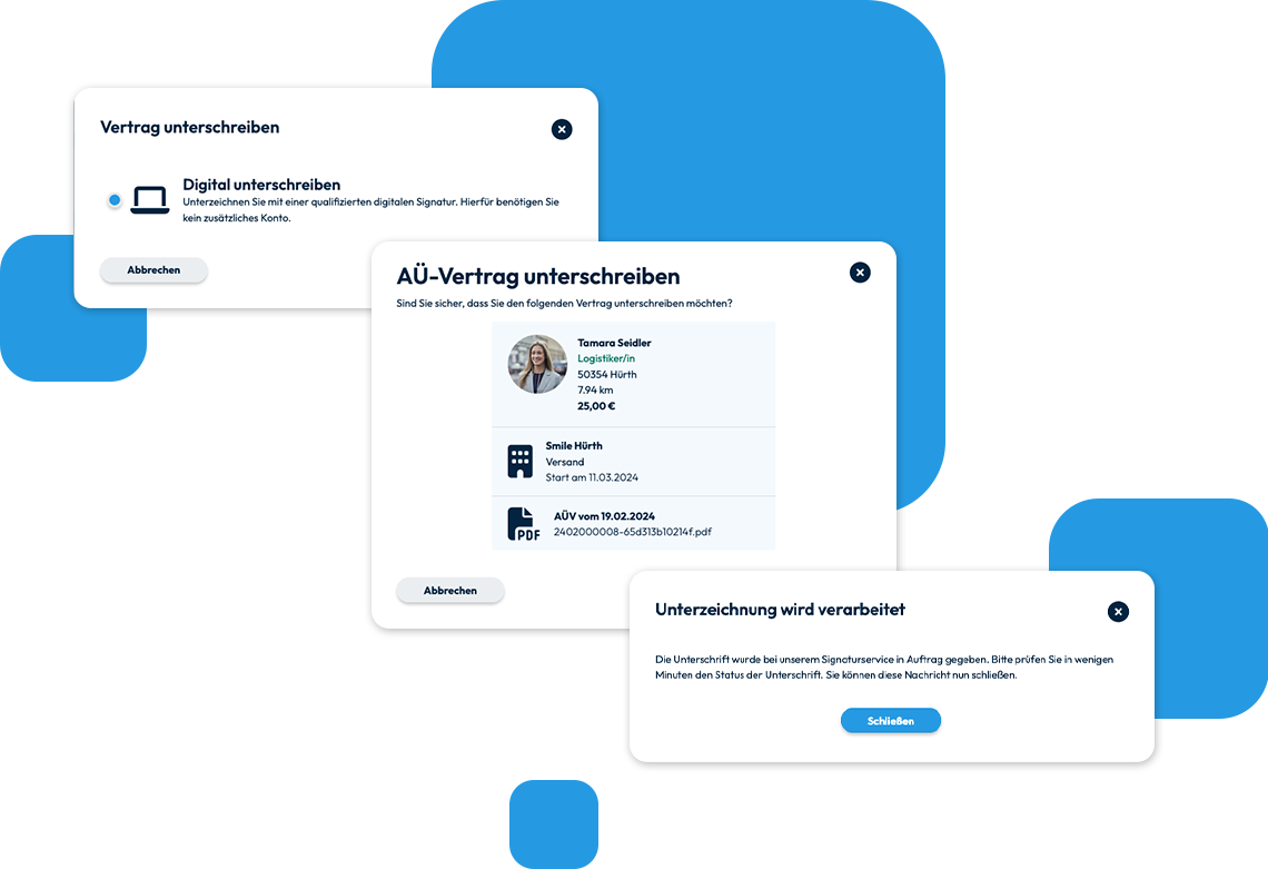 Es wird der kostenlose Signaturprozess in stazzlebusiness dargestellt.