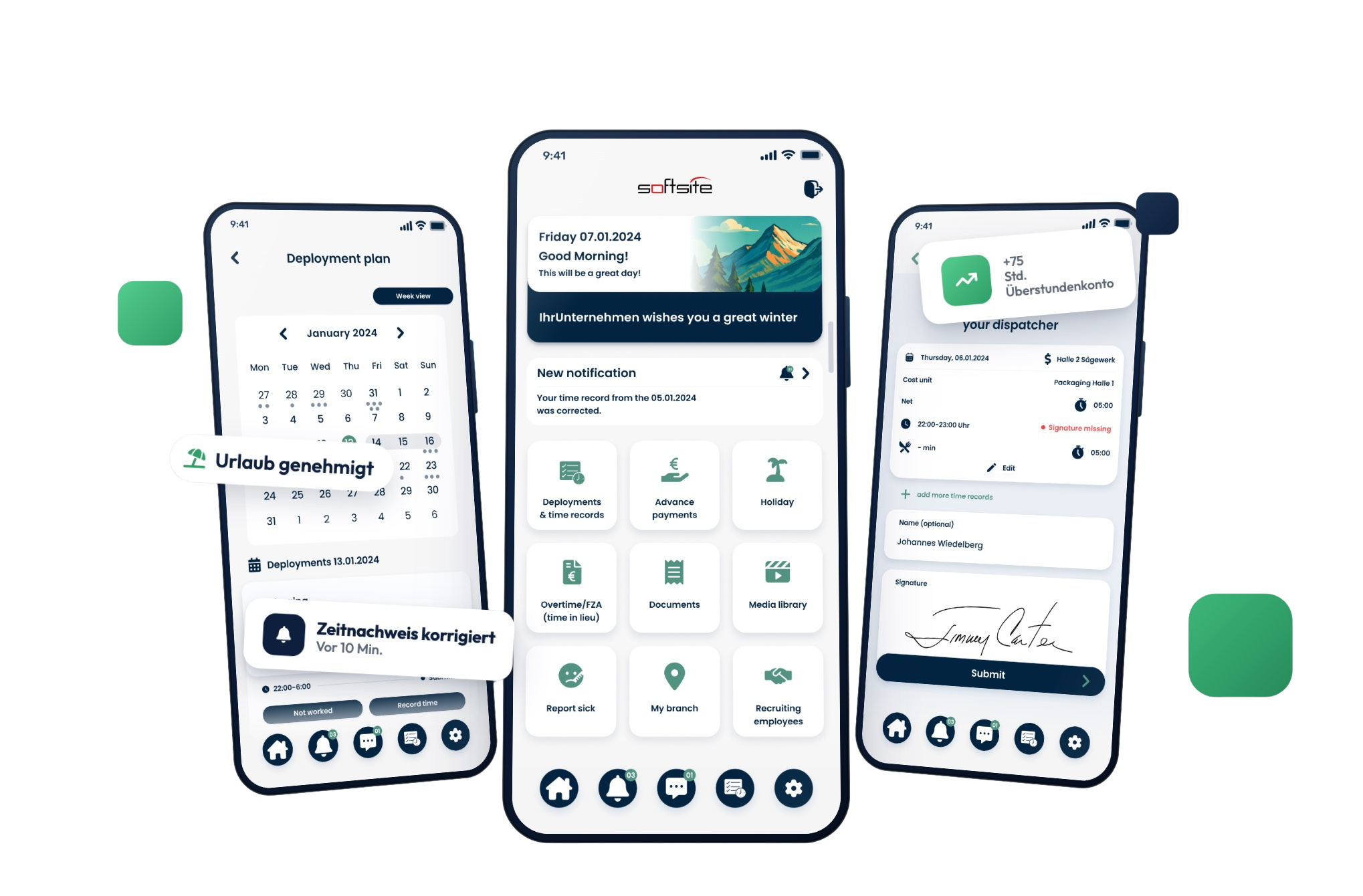 Die stazzle Mitarbeiter-App für die Zeitarbeit auf mehreren Smartphones: Einsätze, Zeiterfassung und Dokumente für Zeitarbeitnehmer
