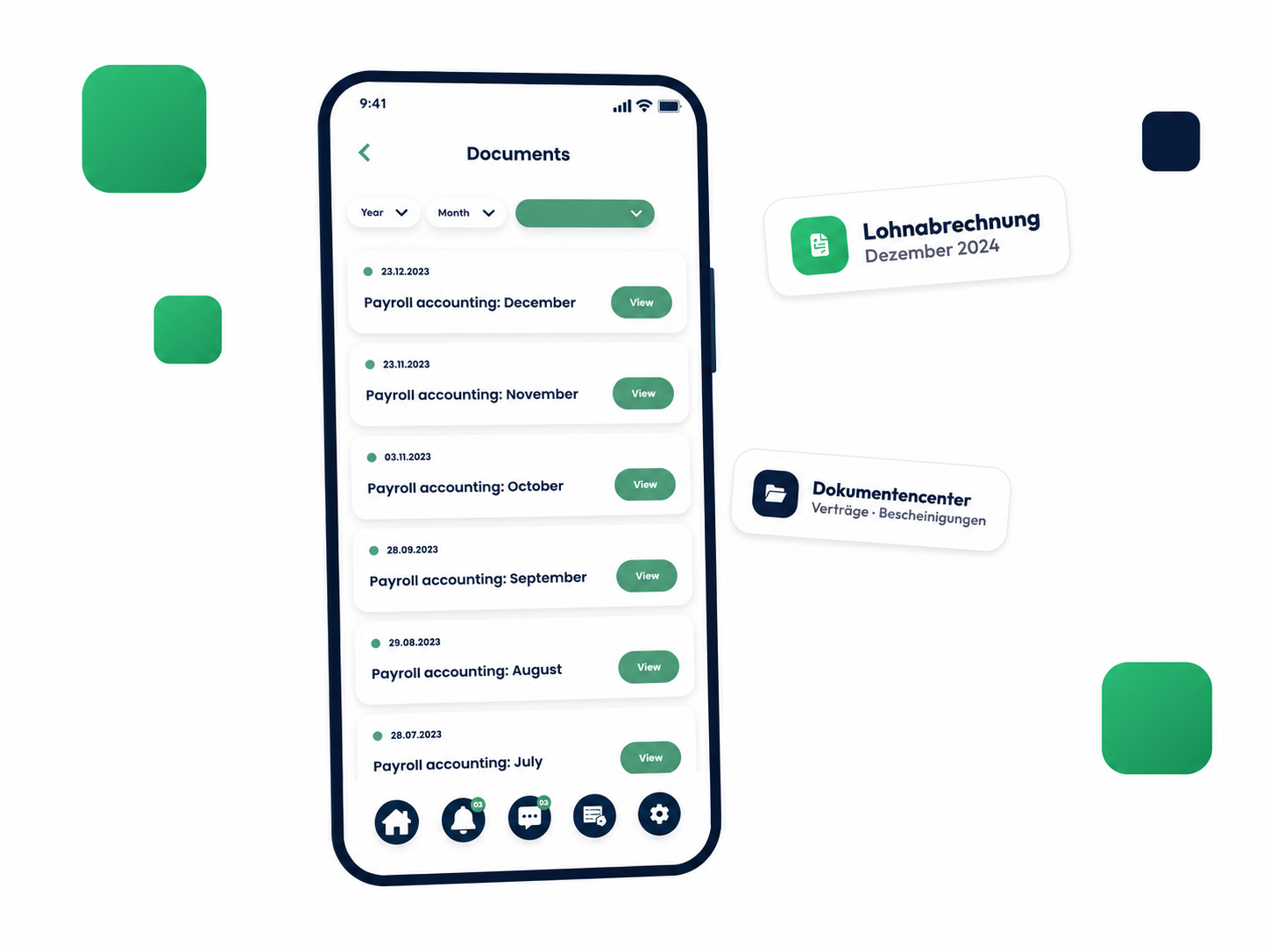 stazzle Mitarbeiter-App für die Zeitarbeit: Lohnabrechnungen im digitalen Dokumentencenter ansehen