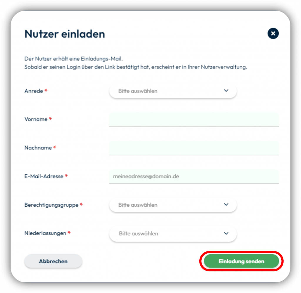 g nutzer einladen 2