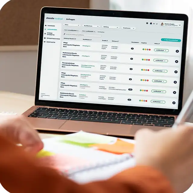 stazzle medical Dashboard: offene Personalanfragen im Überblick