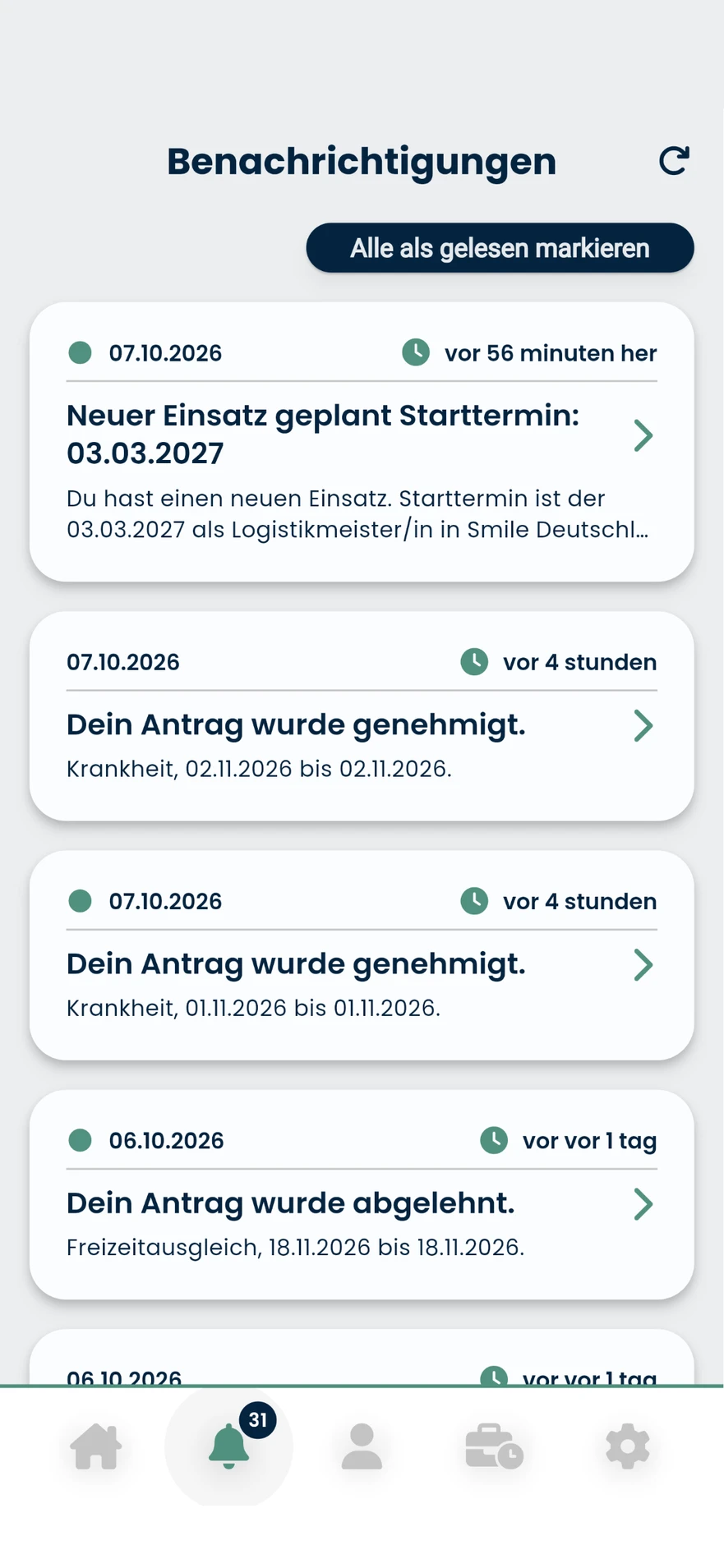 Push-Nachrichten an Zeitarbeitnehmer in der stazzle connect App